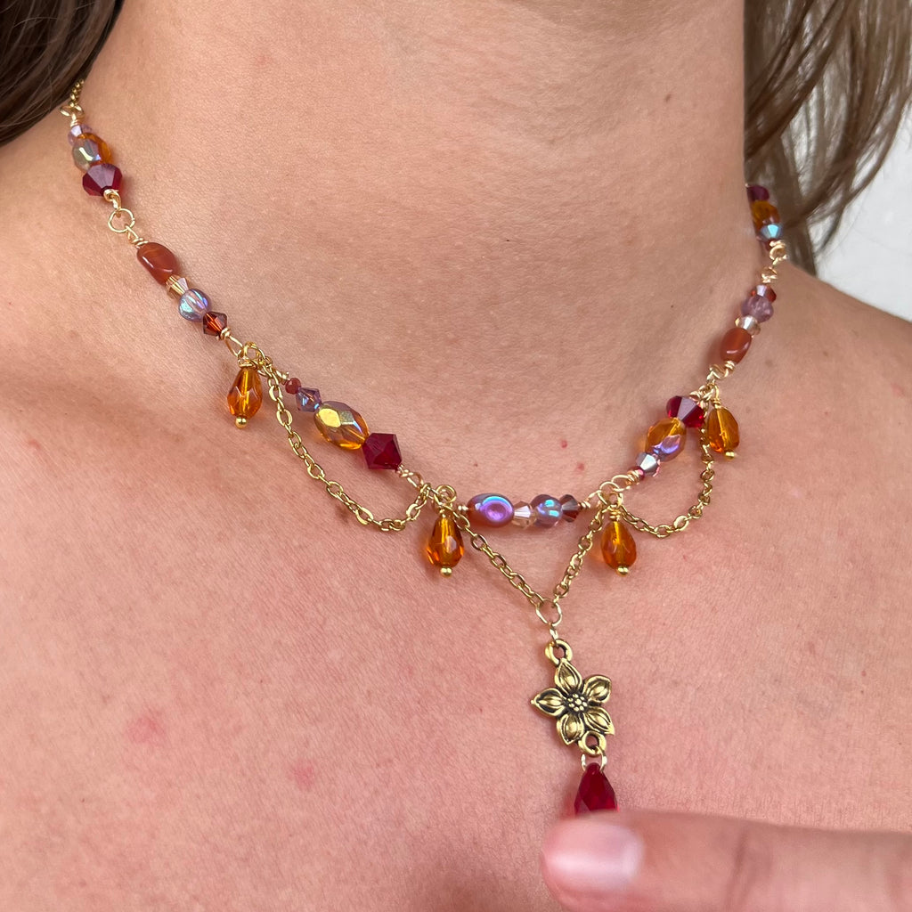 Amber Flower Fields Necklace