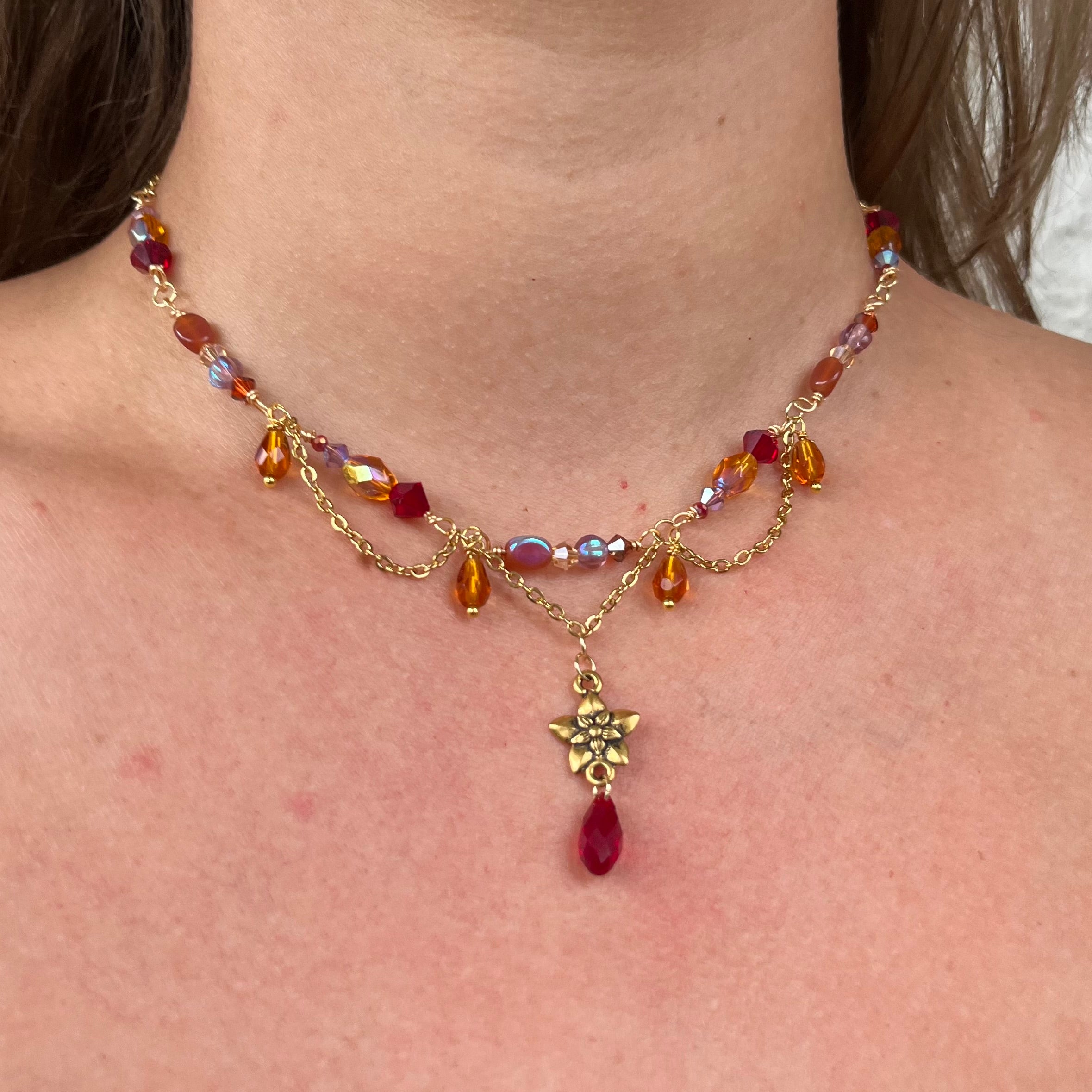 Amber Flower Fields Necklace