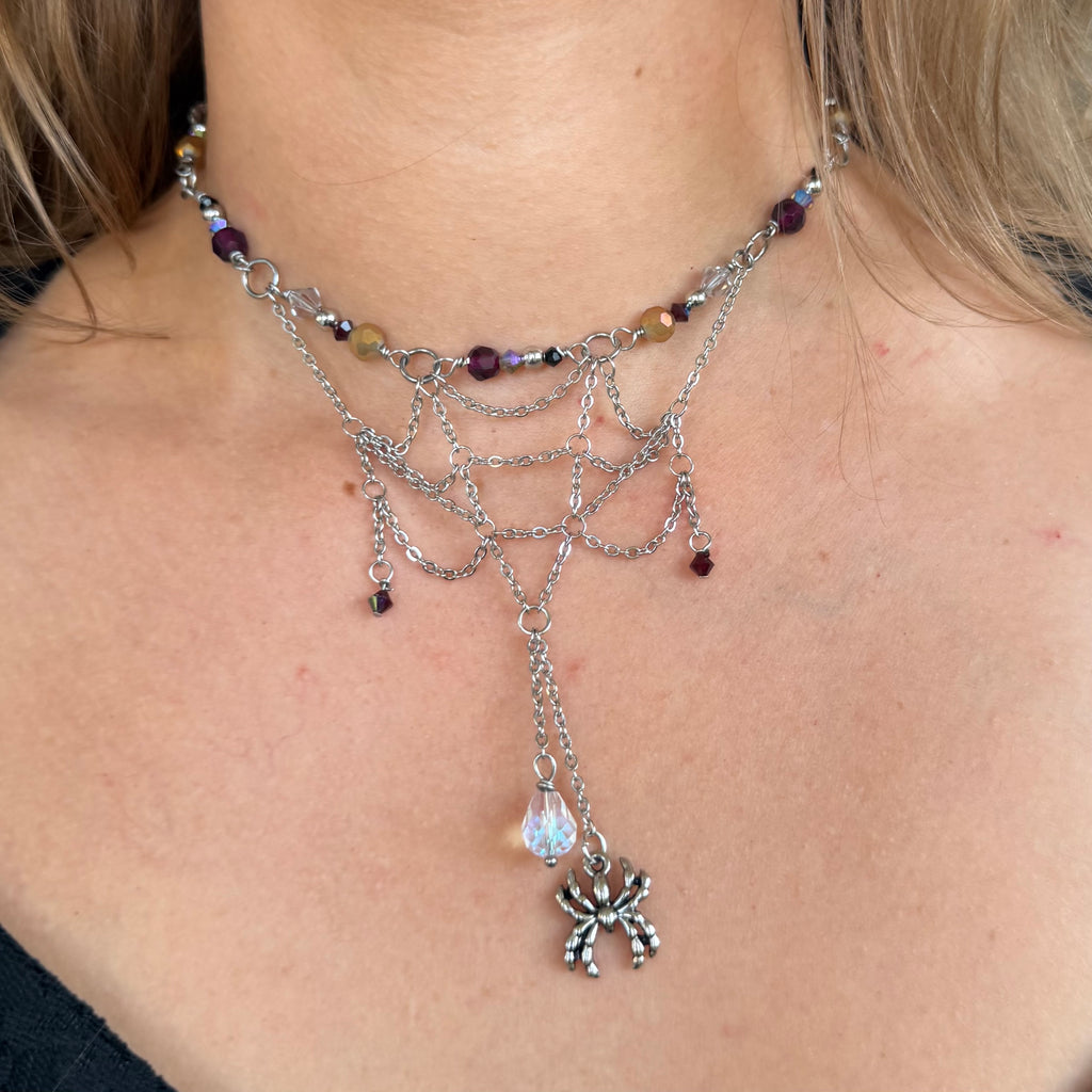 Spider Web Choker Necklace