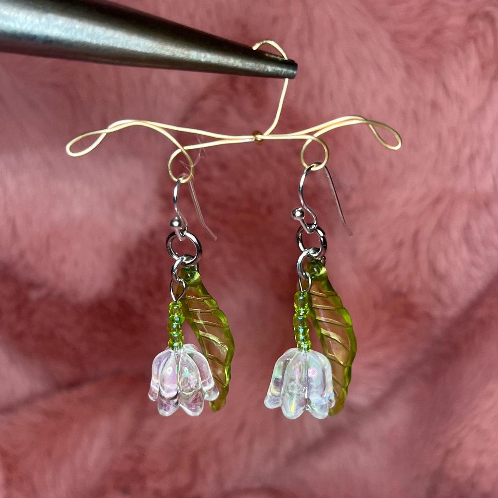 Lily Lantern Earrings: Iridescent flowers with Pedal Earrings