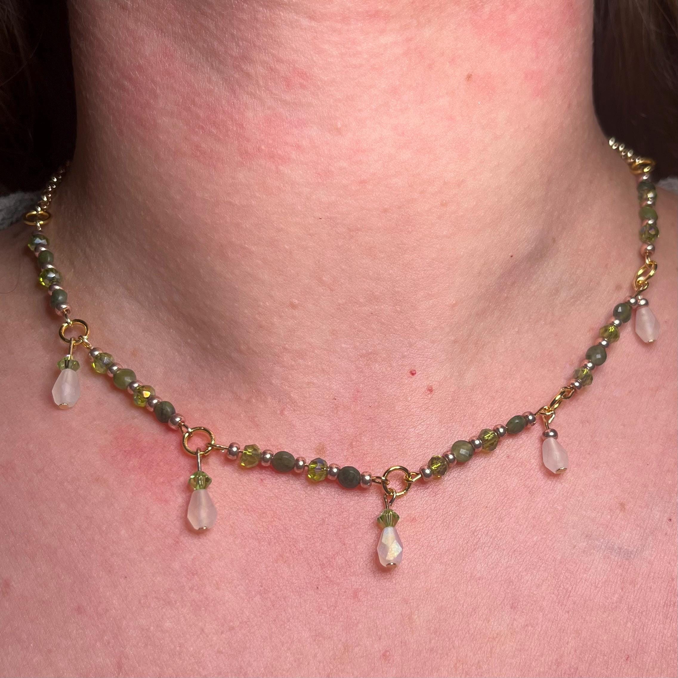 Emerald Dream Green and Gold Choker Necklace