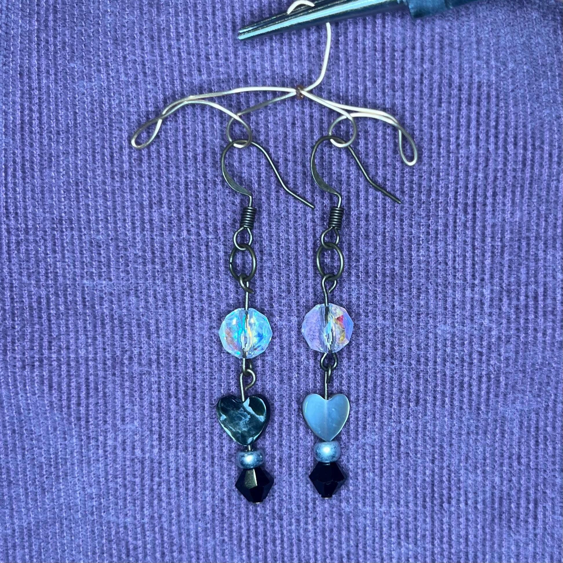 Black Heart Dangle Earrings