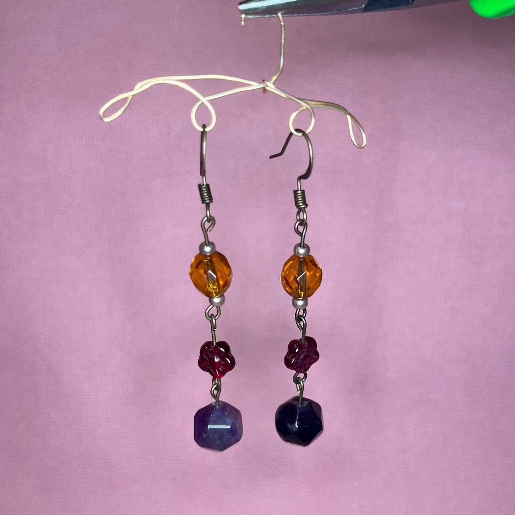 Moody Purple and Amber Earrings