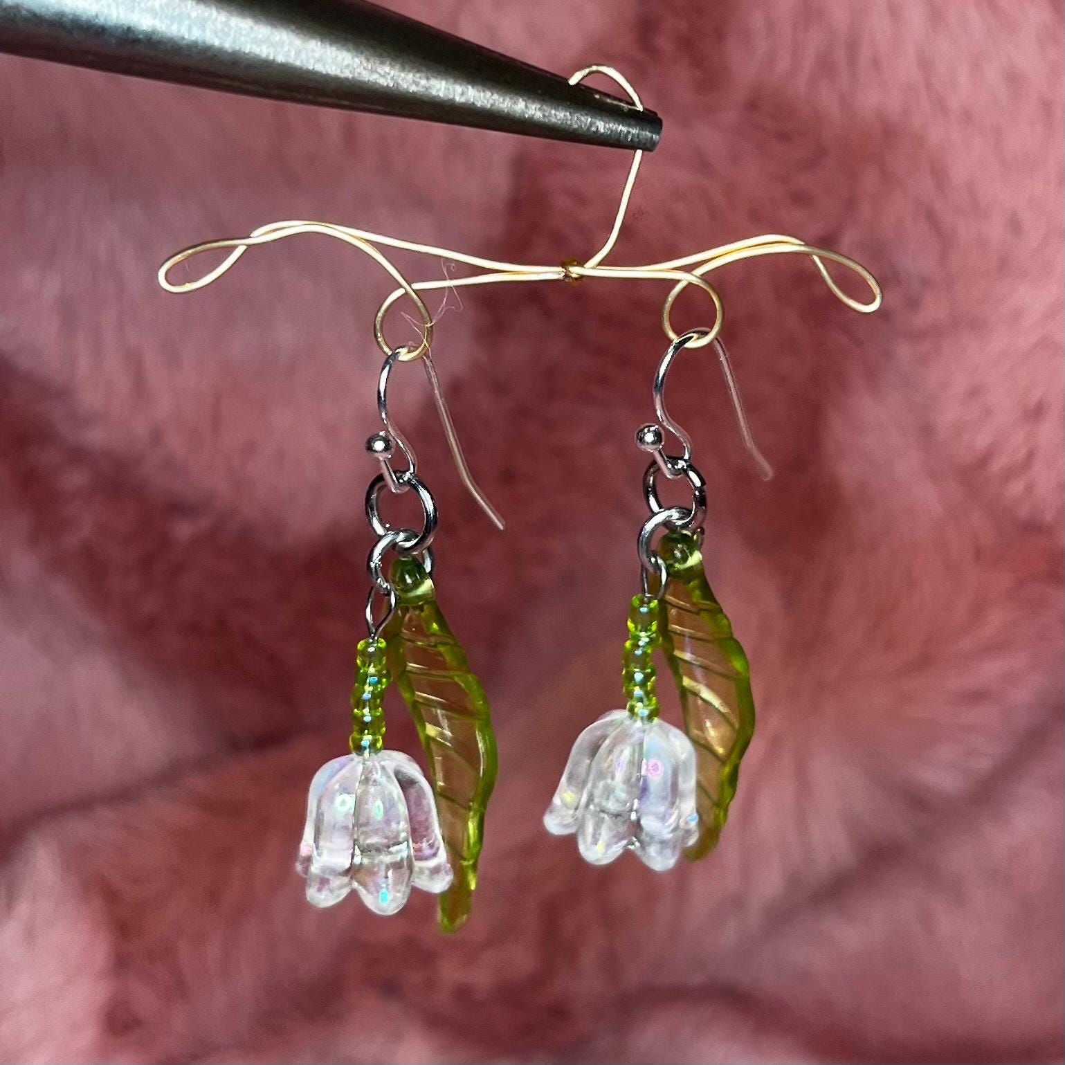Lily Lantern Earrings: Iridescent flowers with Pedal Earrings