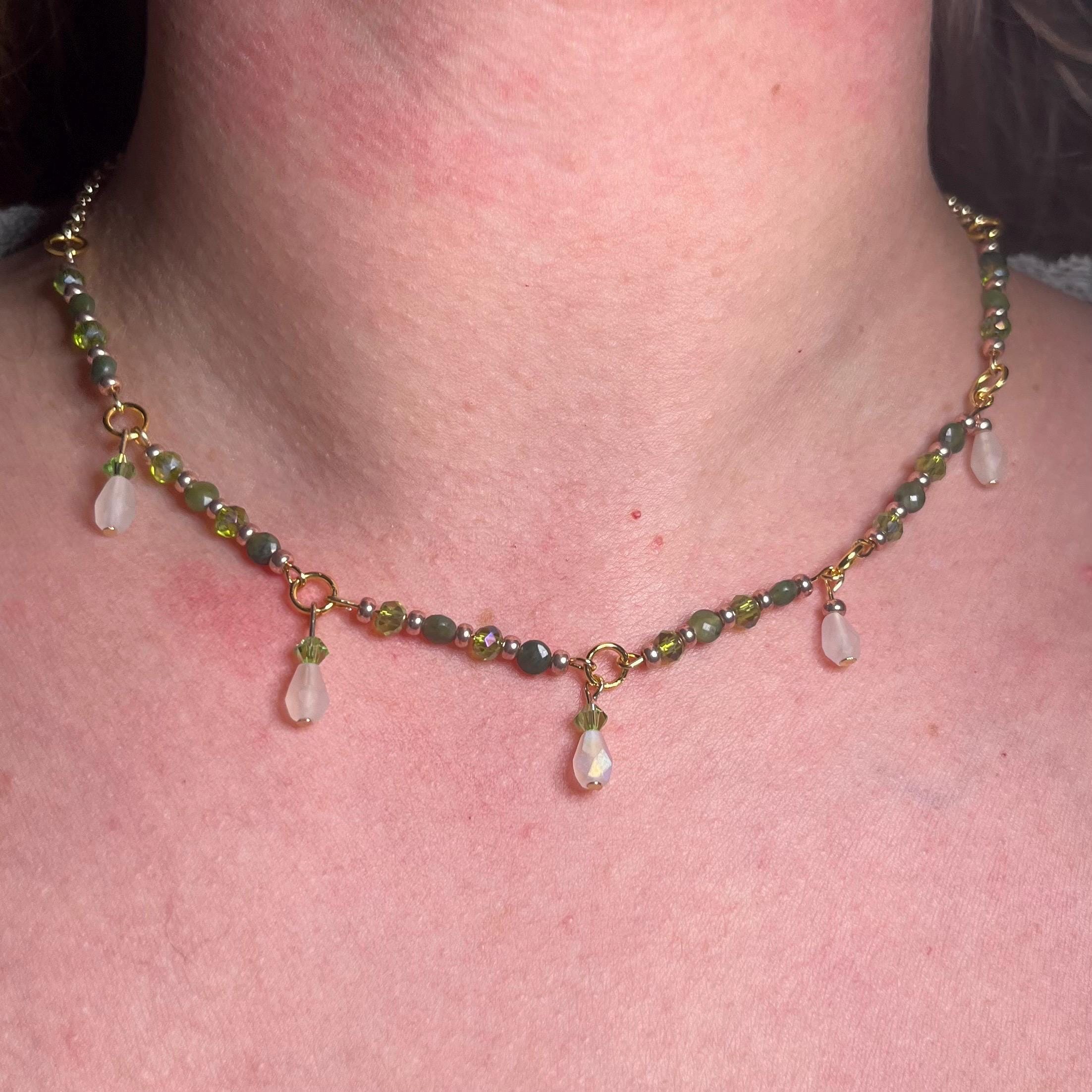 Emerald Dream Green and Gold Choker Necklace