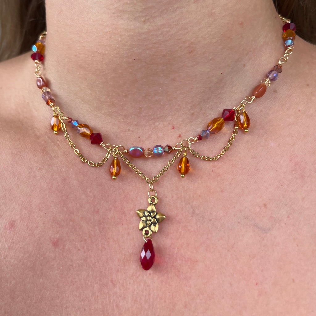 Amber Flower Fields Necklace