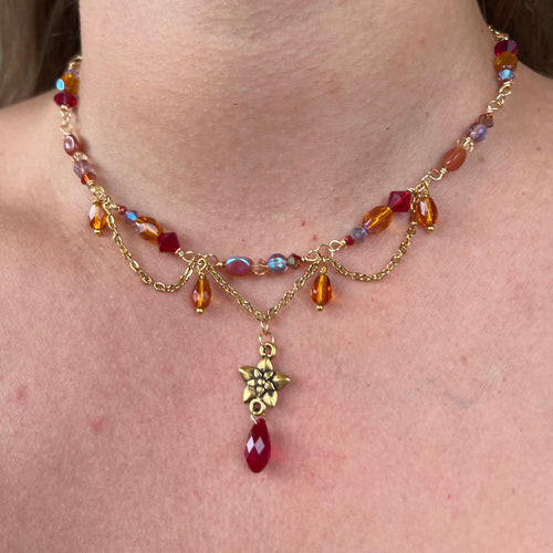 Amber Flower Fields Necklace