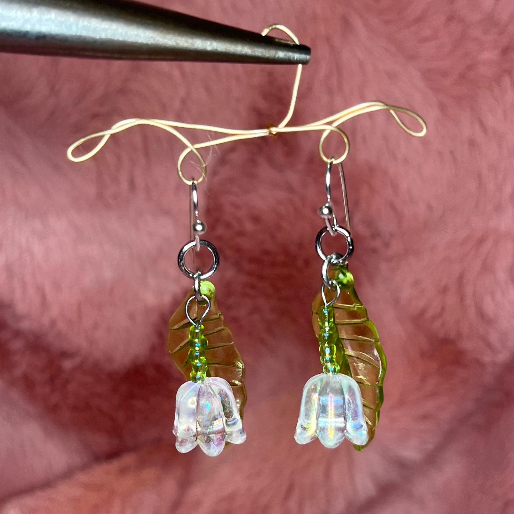 Lily Lantern Earrings: Iridescent flowers with Pedal Earrings