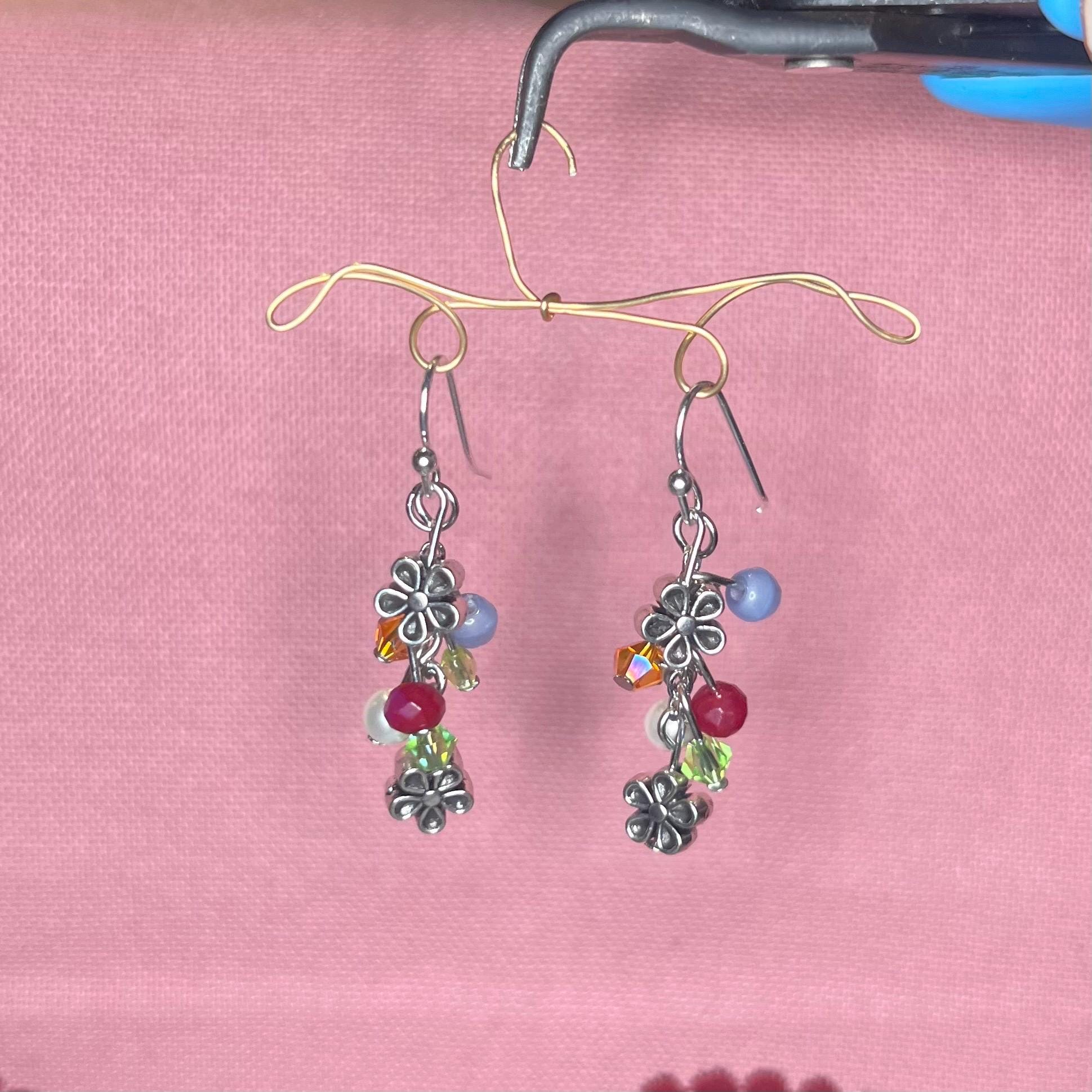 Spring Meadows Earrings: Colorful Spring Colored Earrings with Flower Beads