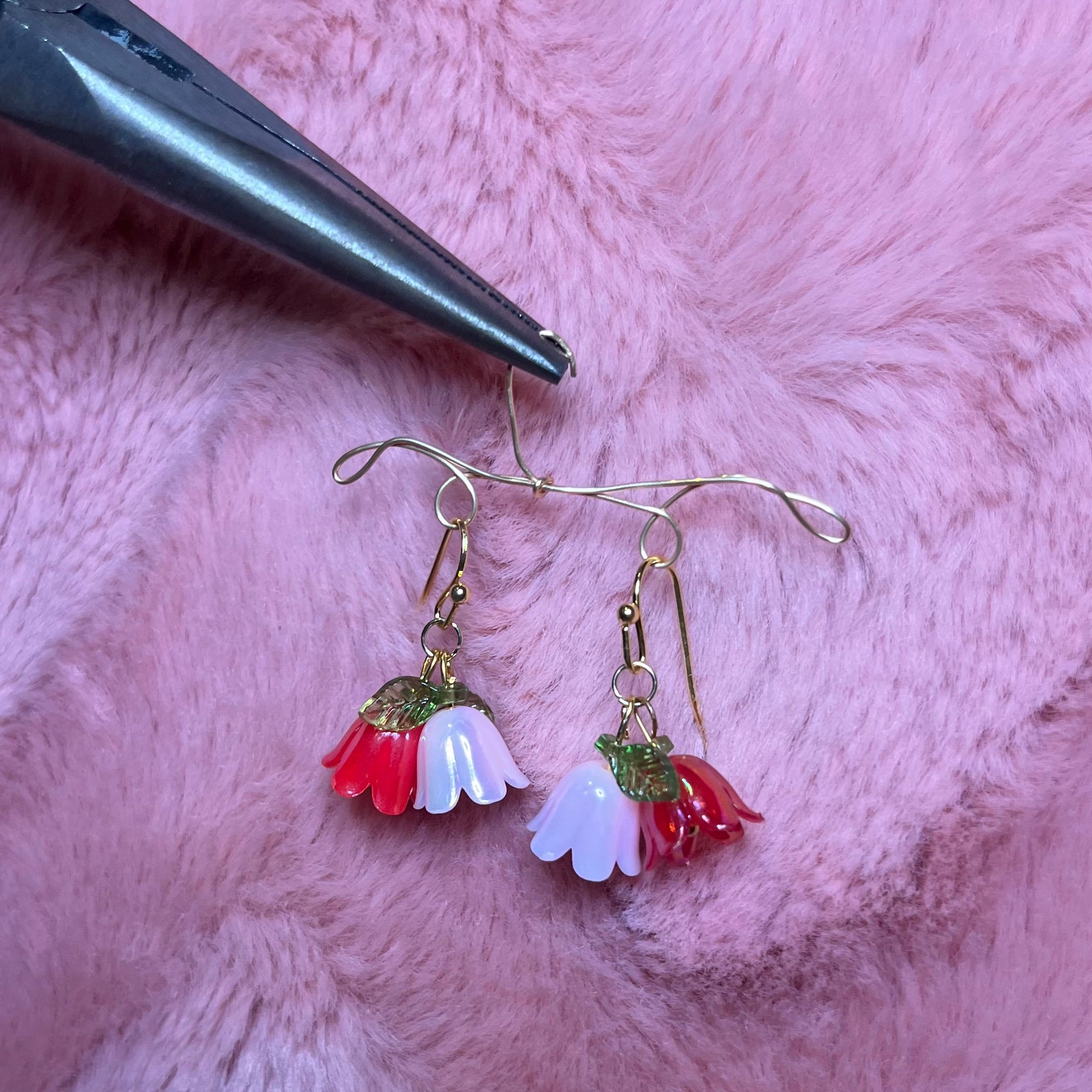 Tulip Garden Pink and Red Dangle Earrings