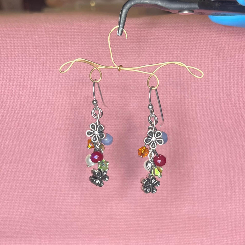 Spring Meadows Earrings: Colorful Spring Colored Earrings with Flower Beads