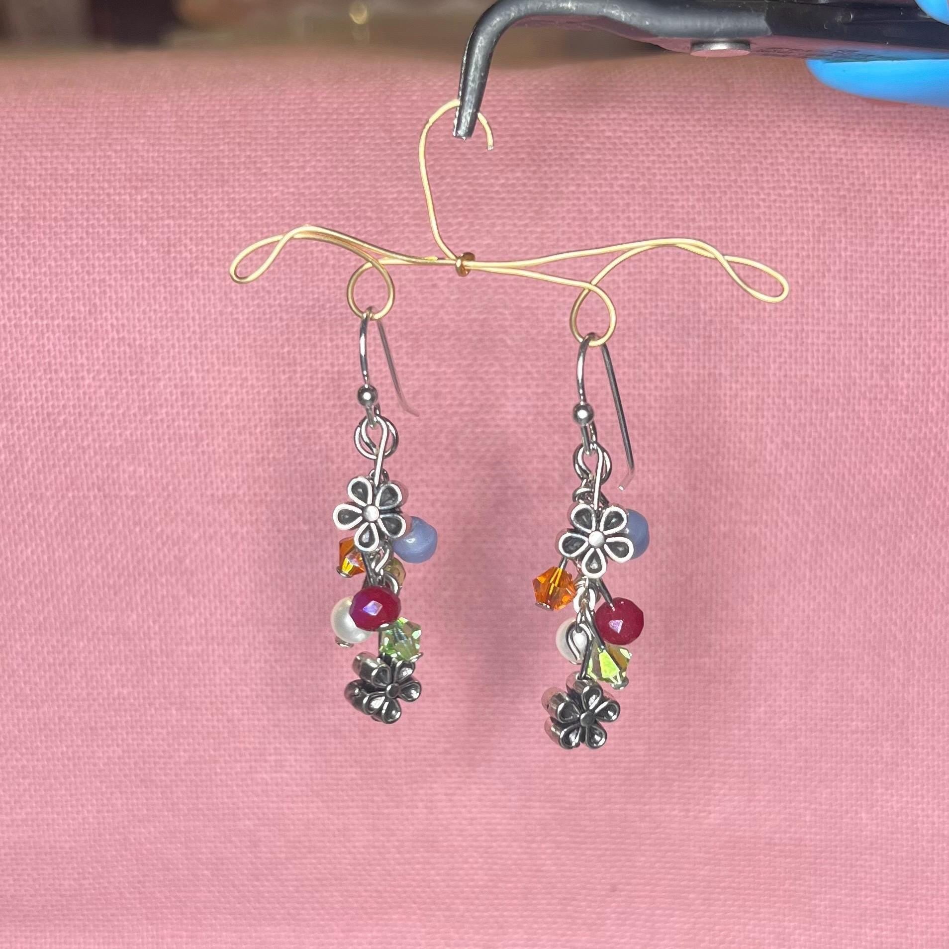 Spring Meadows Earrings: Colorful Spring Colored Earrings with Flower Beads