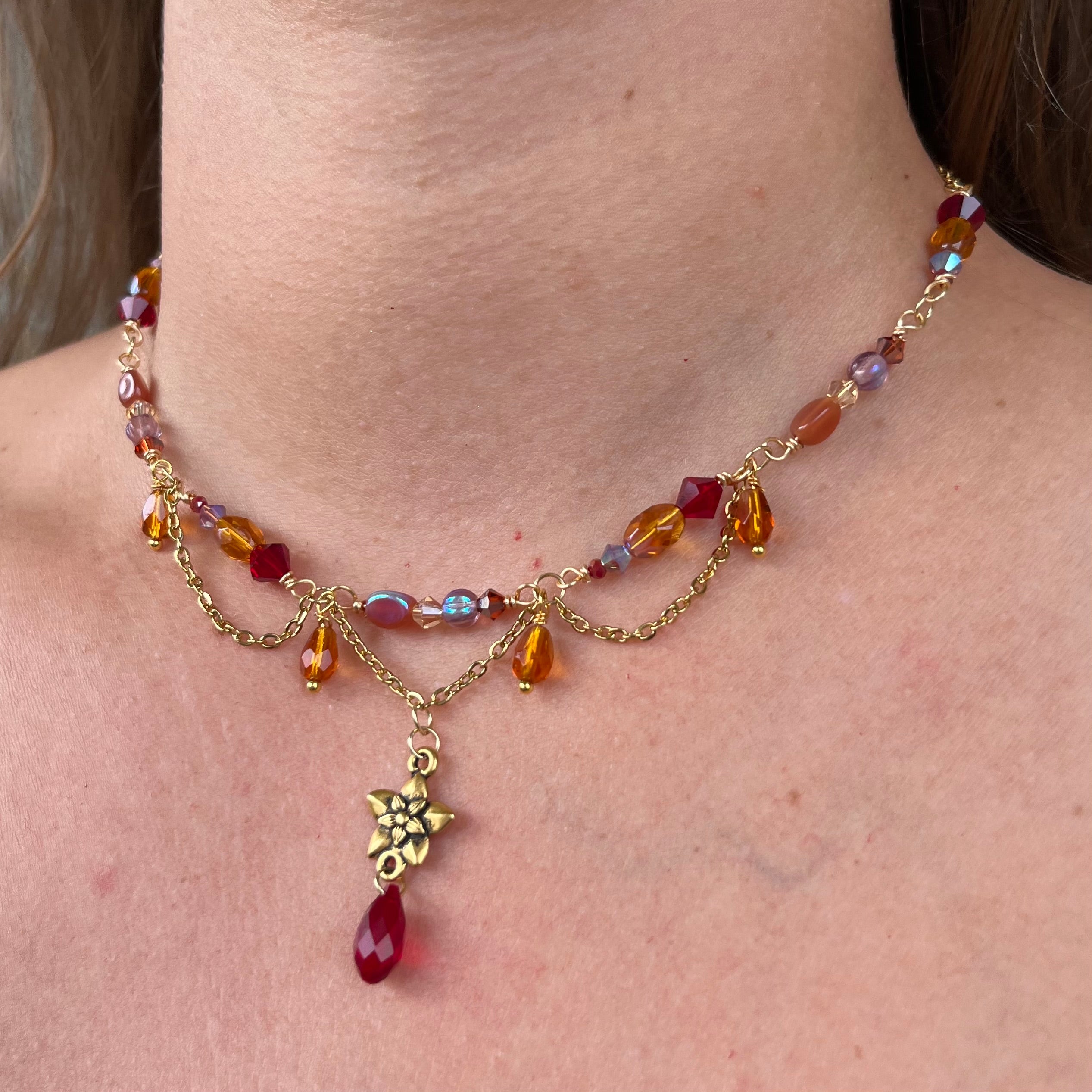 Amber Flower Fields Necklace