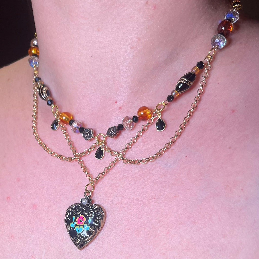 Black Heart Pendant Choker Chain Necklace
