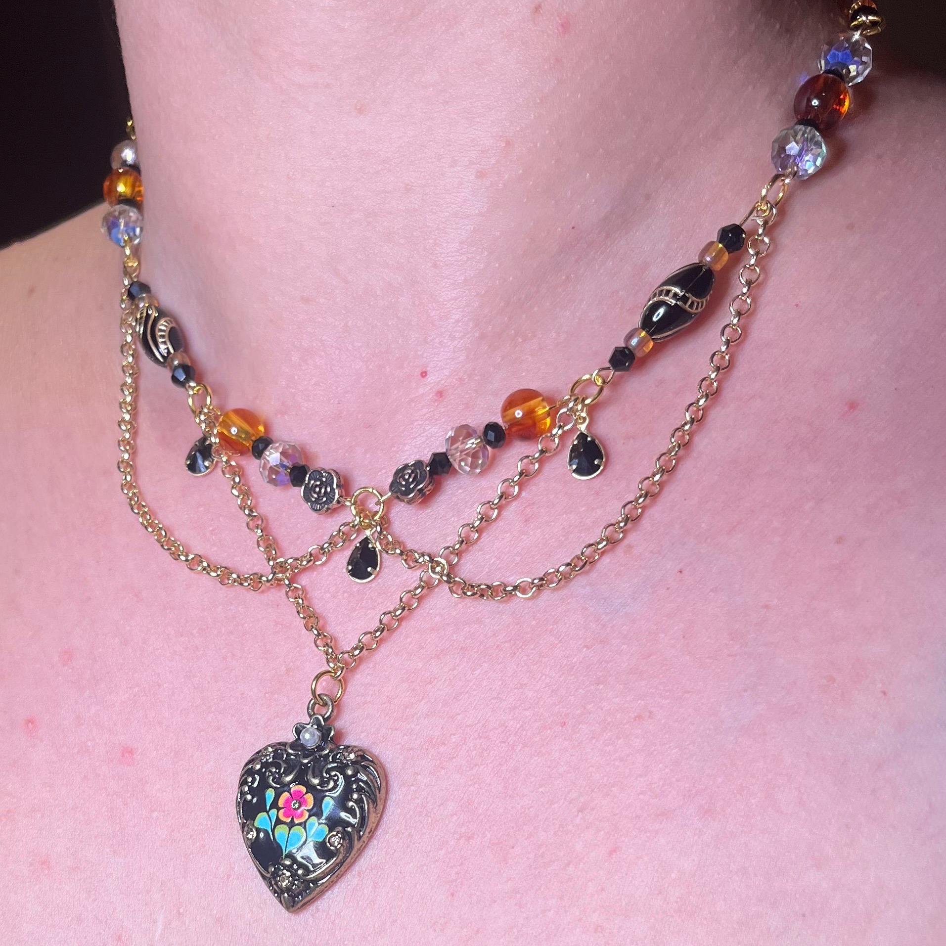 Black Heart Pendant Choker Chain Necklace