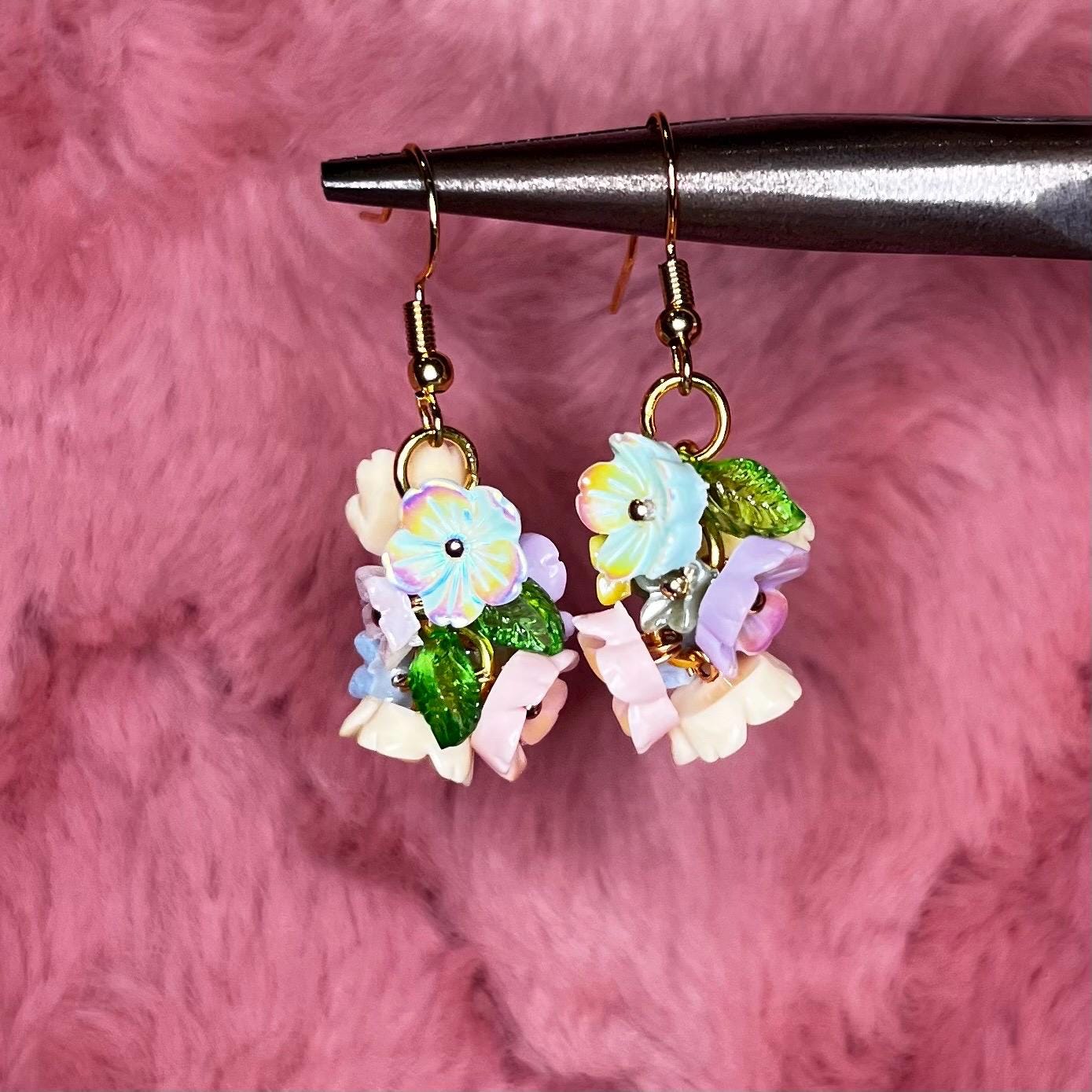 Soft Spring Earrings: Multicolored Flower Earrings
