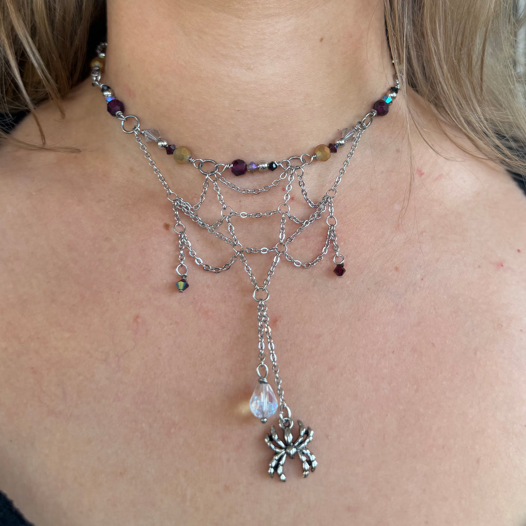 Spider Web Choker Necklace