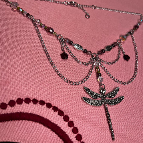 Dragonfly Dream: Silver and Purple Chain Necklace