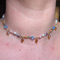 Wildflower Sunset Choker: Multi-colored Sparkly Beaded Necklace
