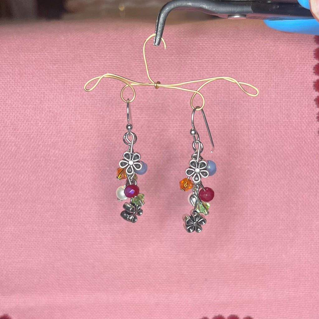 Spring Meadows Earrings: Colorful Spring Colored Earrings with Flower Beads