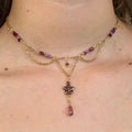 Purple Plum Flower Drop Necklace