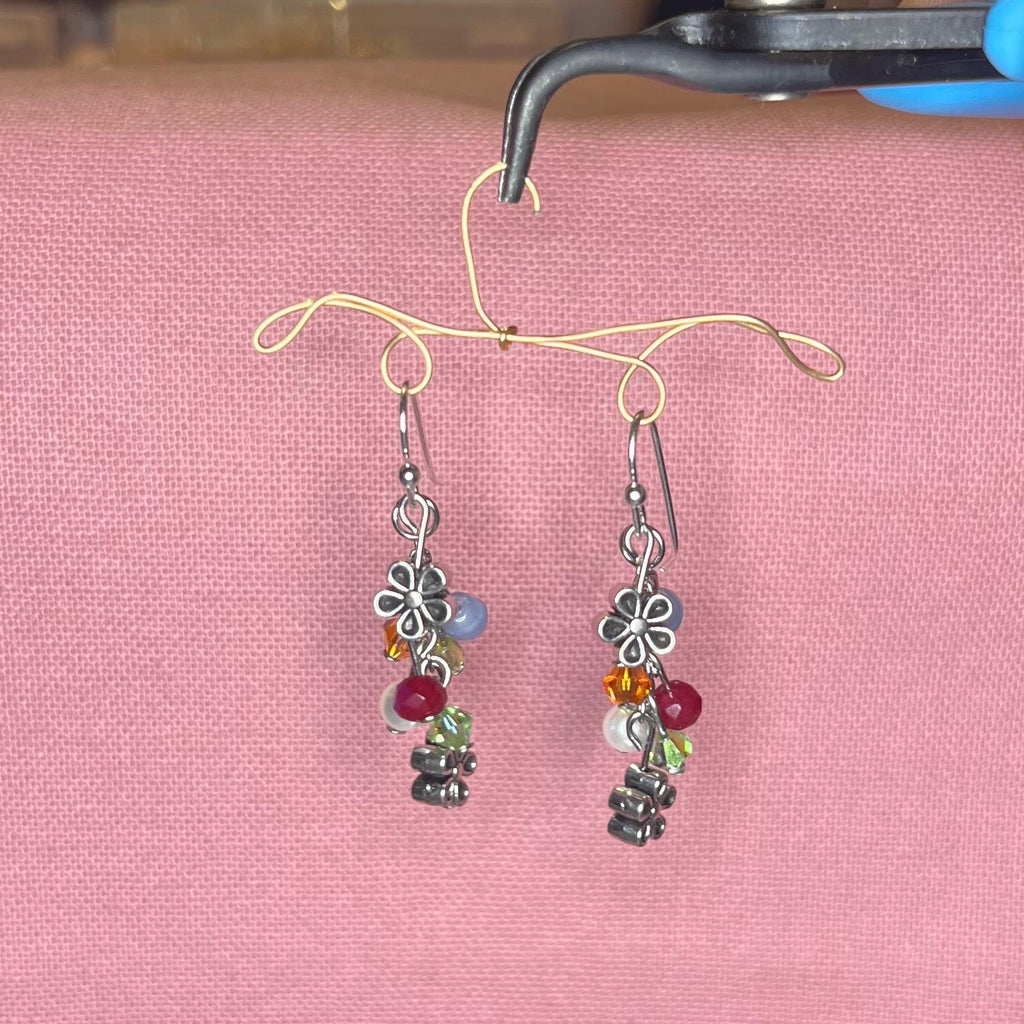 Spring Meadows Earrings: Colorful Spring Colored Earrings with Flower Beads