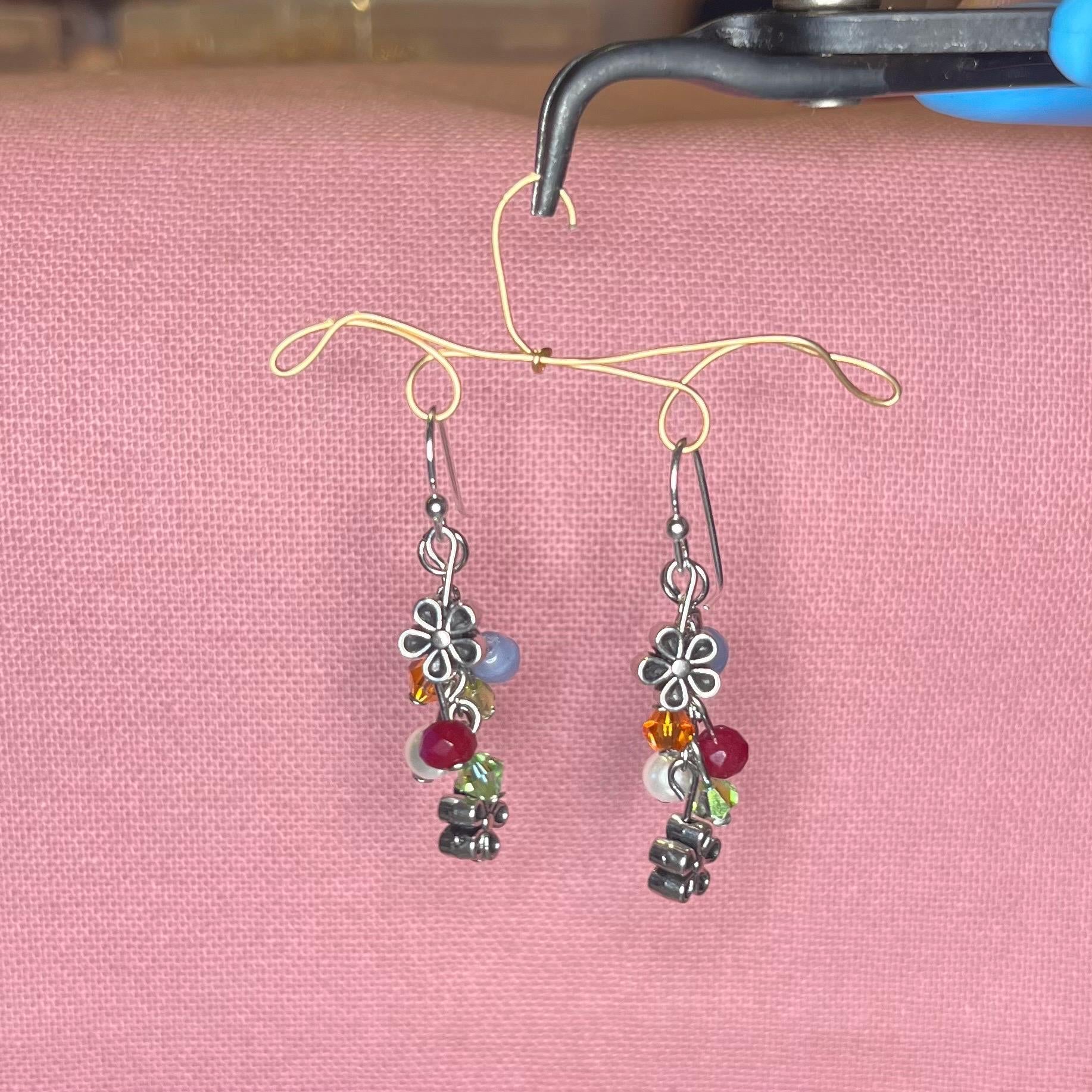 Spring Meadows Earrings: Colorful Spring Colored Earrings with Flower Beads