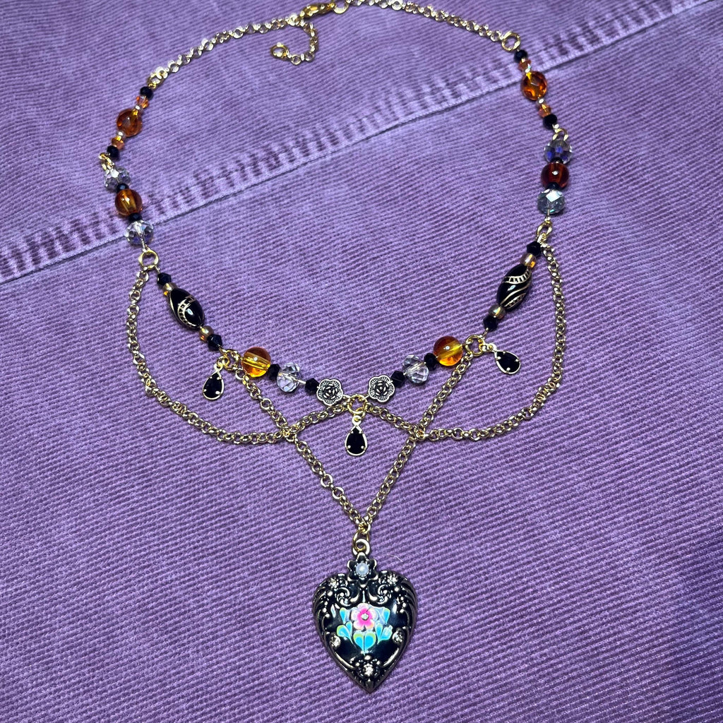 Black Heart Pendant Choker Chain Necklace