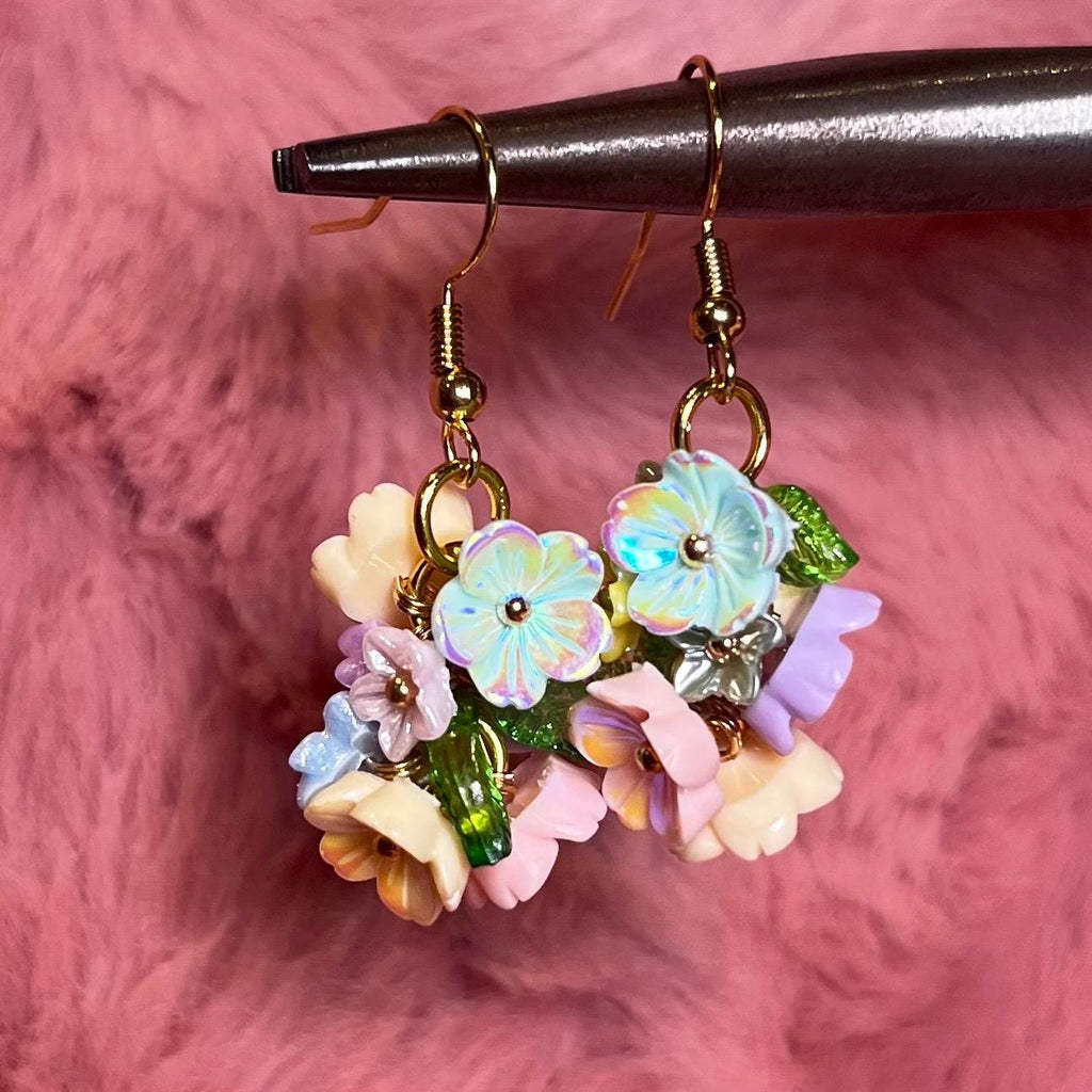 Soft Spring Earrings: Multicolored Flower Earrings