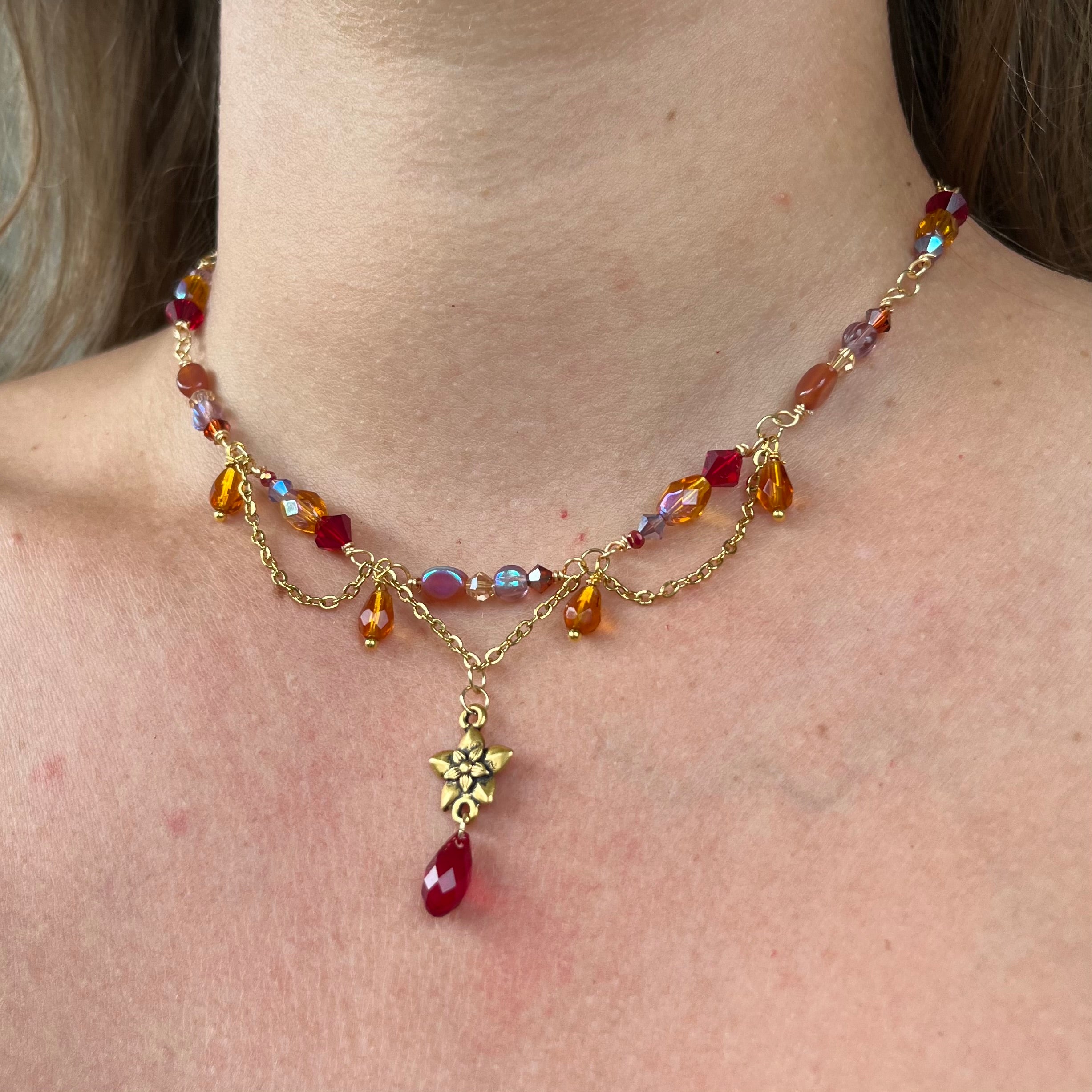 Amber Flower Fields Necklace