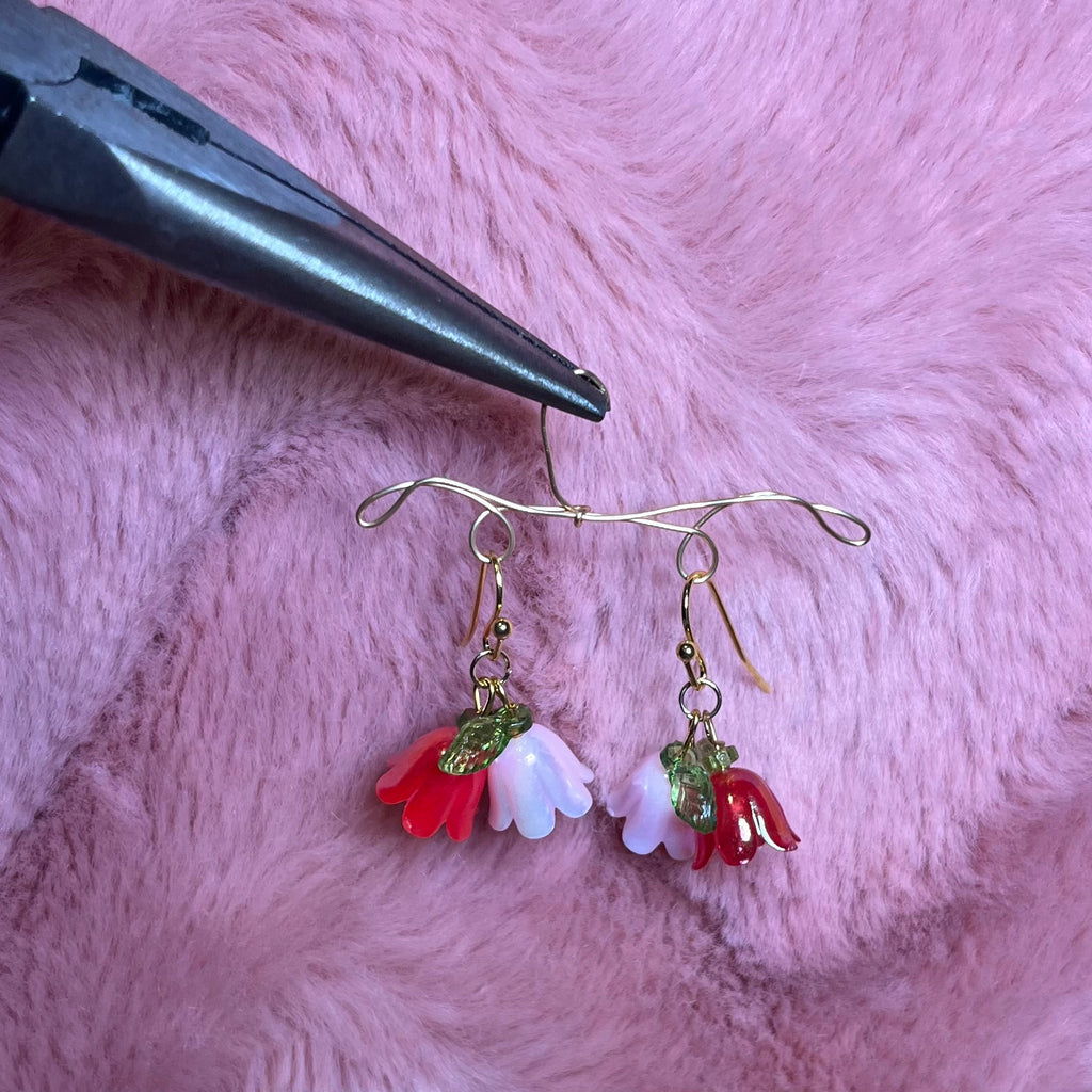 Tulip Garden Pink and Red Dangle Earrings