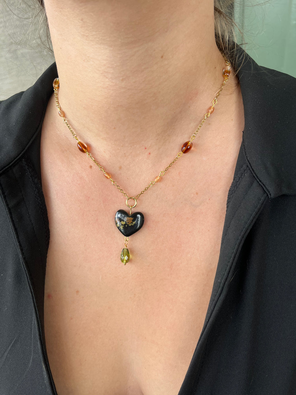 Emerald Teardrop Sweetheart Necklace