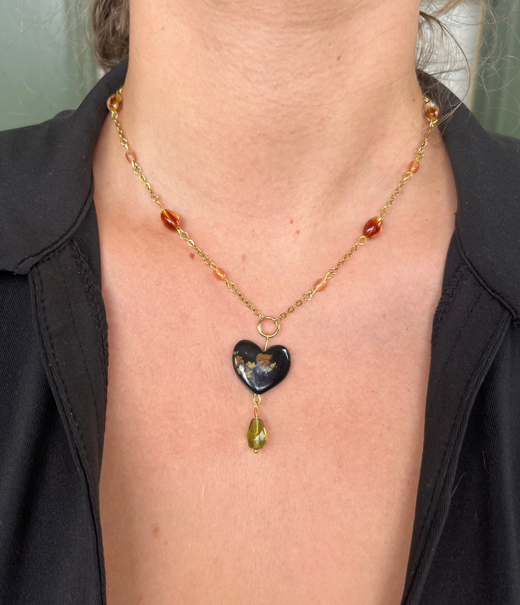 Emerald Teardrop Sweetheart Necklace