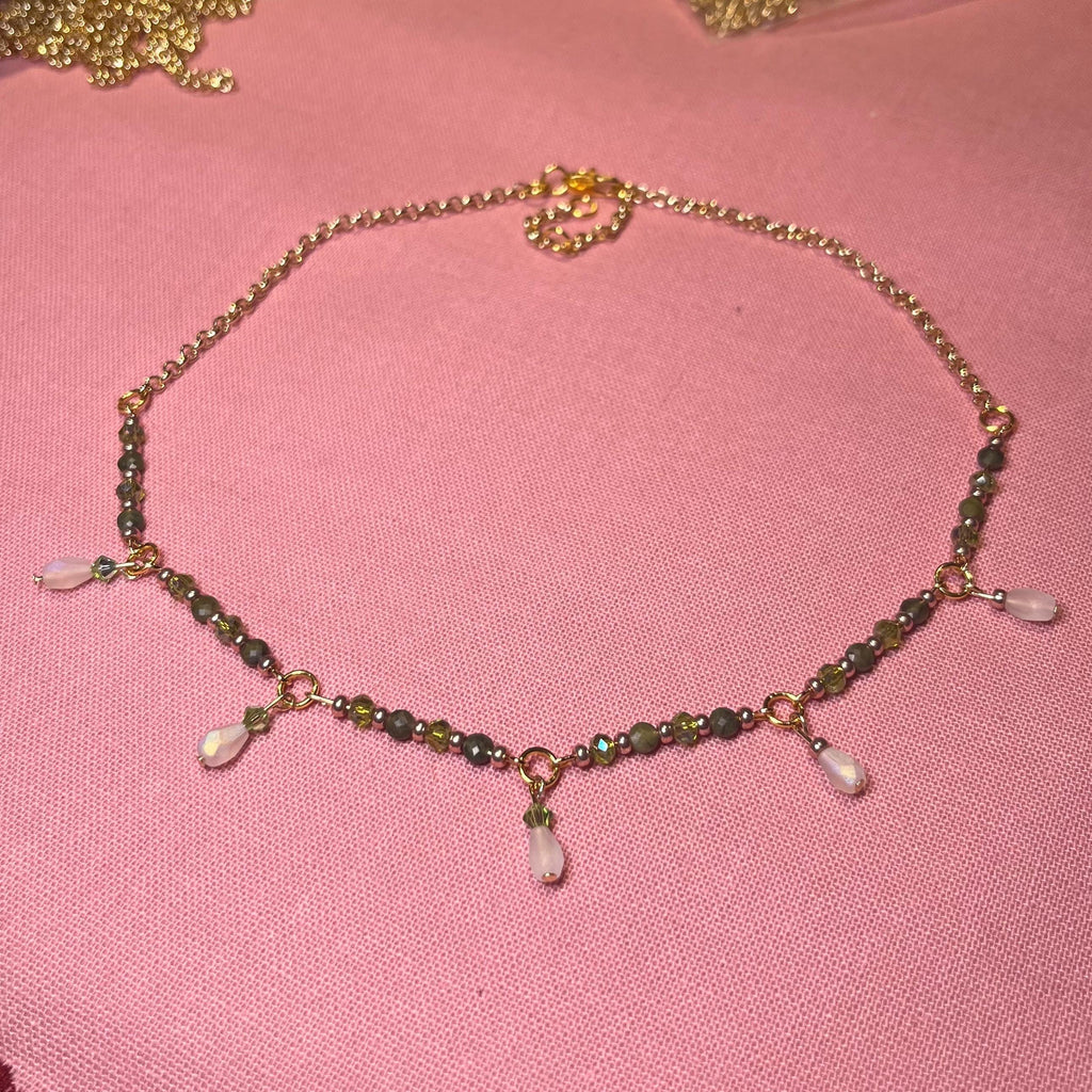 Emerald Dream Green and Gold Choker Necklace