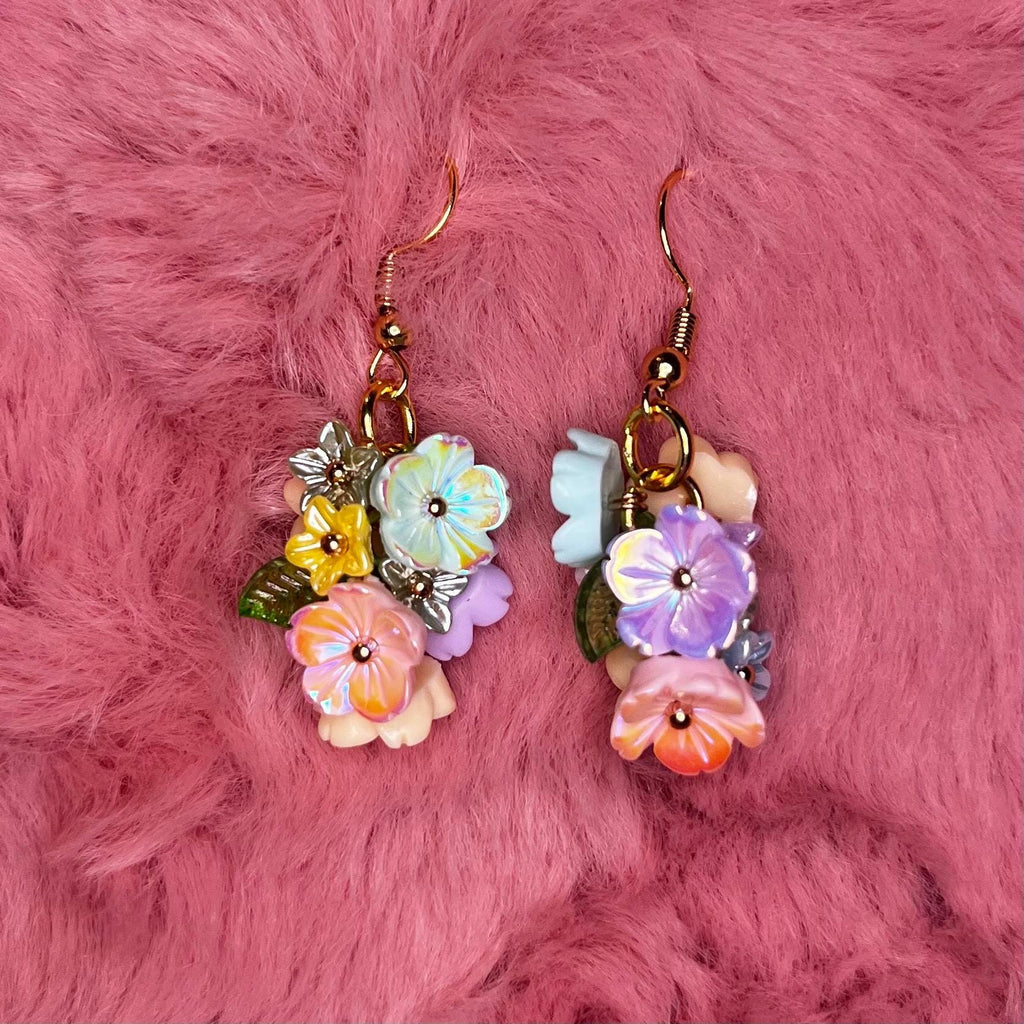 Soft Spring Earrings: Multicolored Flower Earrings