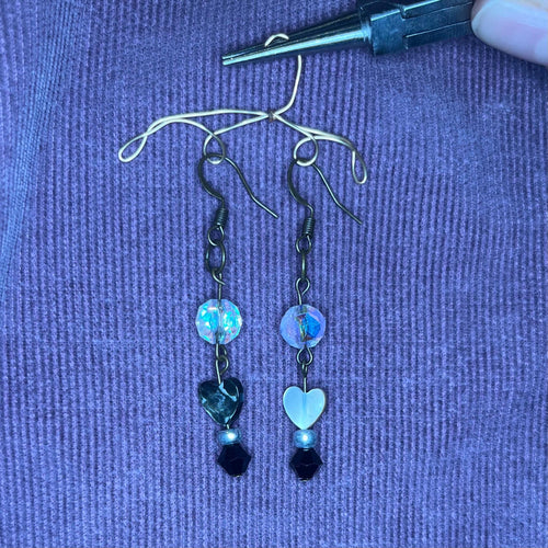 Black Heart Dangle Earrings