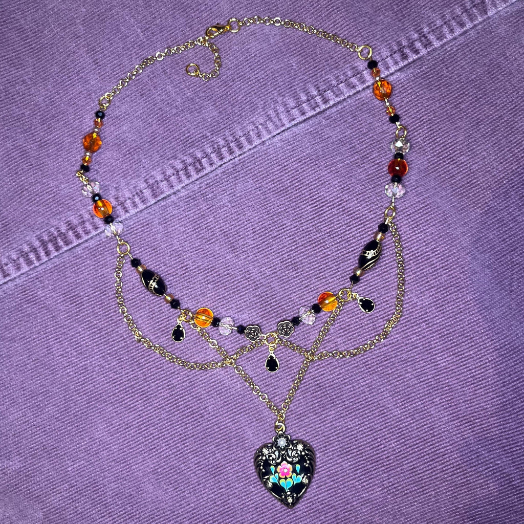 Black Heart Pendant Choker Chain Necklace