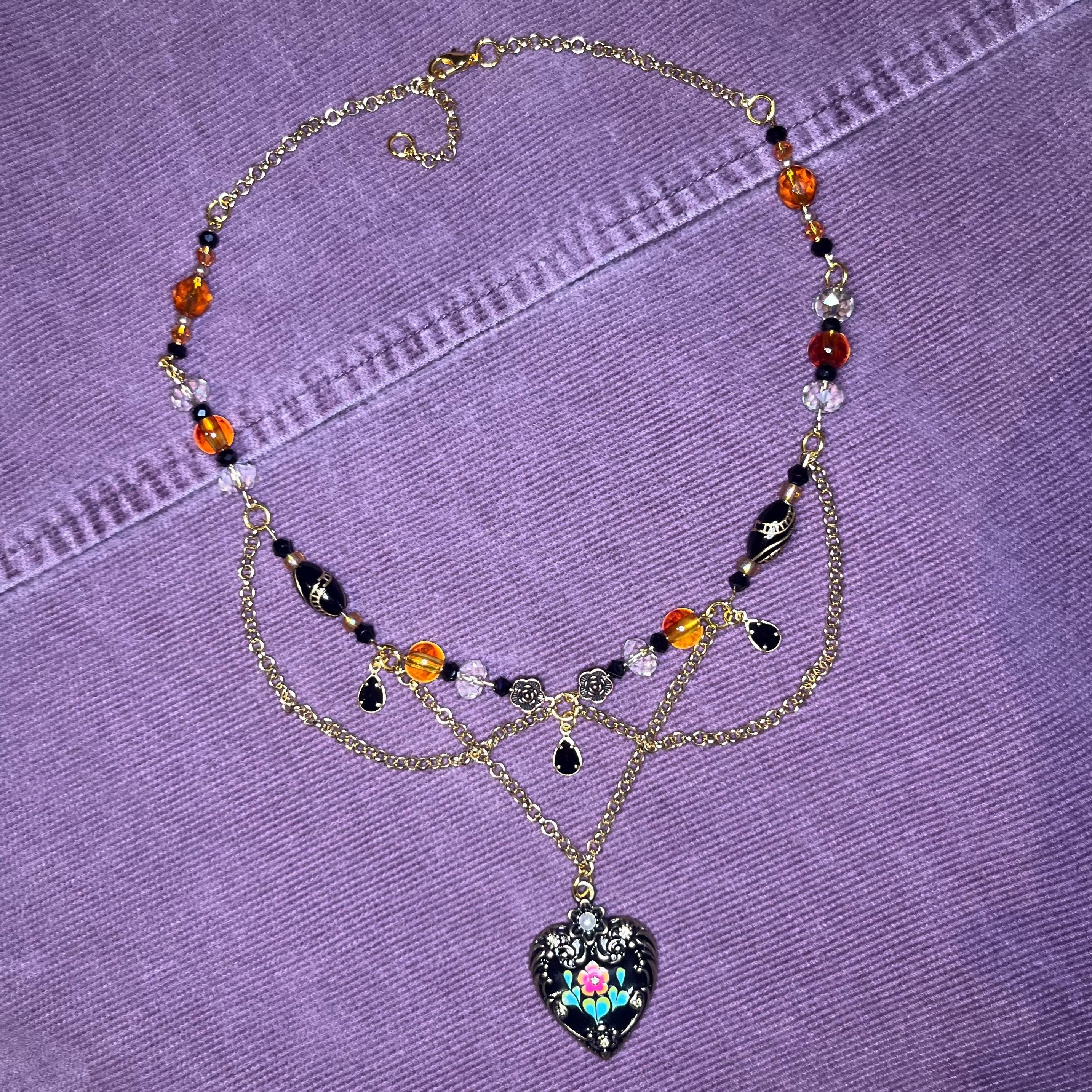 Black Heart Pendant Choker Chain Necklace