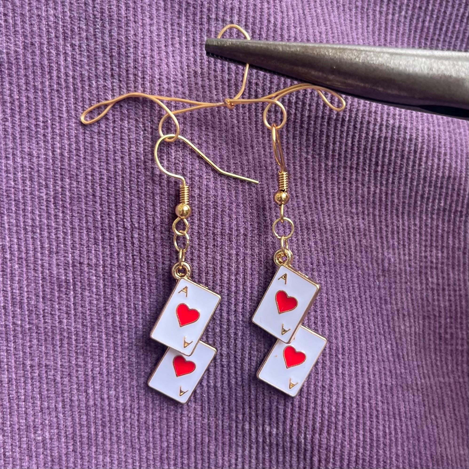 Double-Dealt Lovers Earrings: Ace of Hearts Earrings