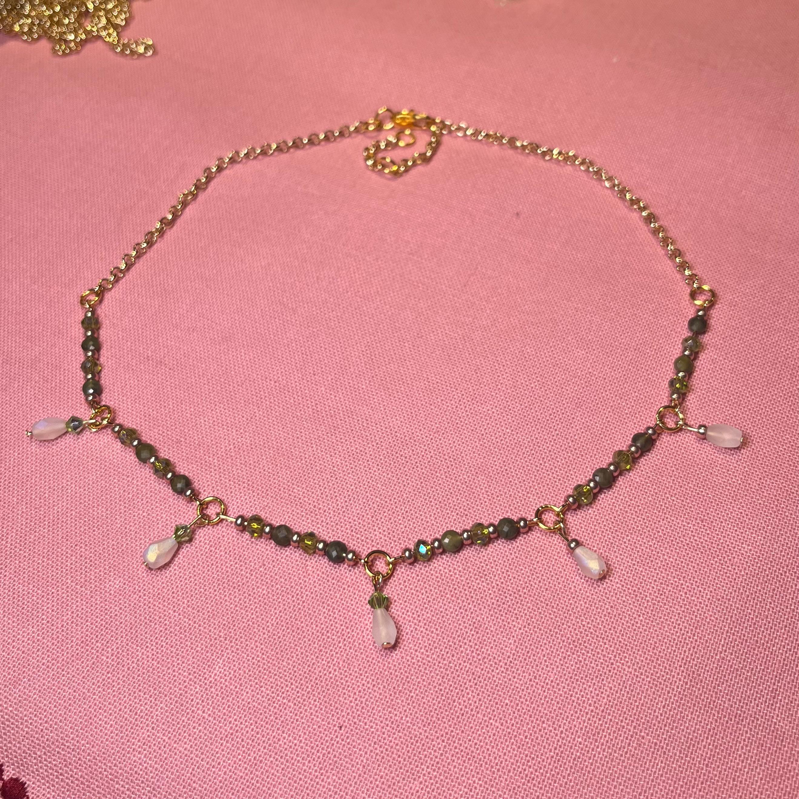 Emerald Dream Green and Gold Choker Necklace