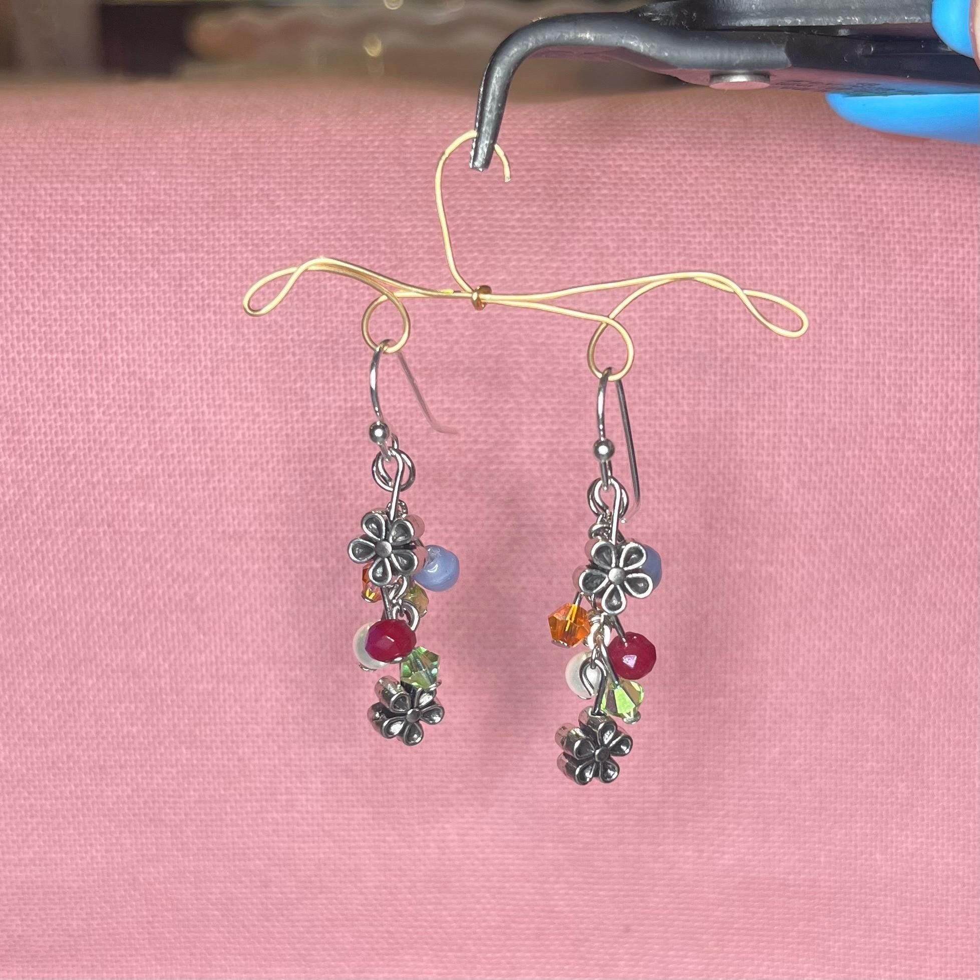Spring Meadows Earrings: Colorful Spring Colored Earrings with Flower Beads