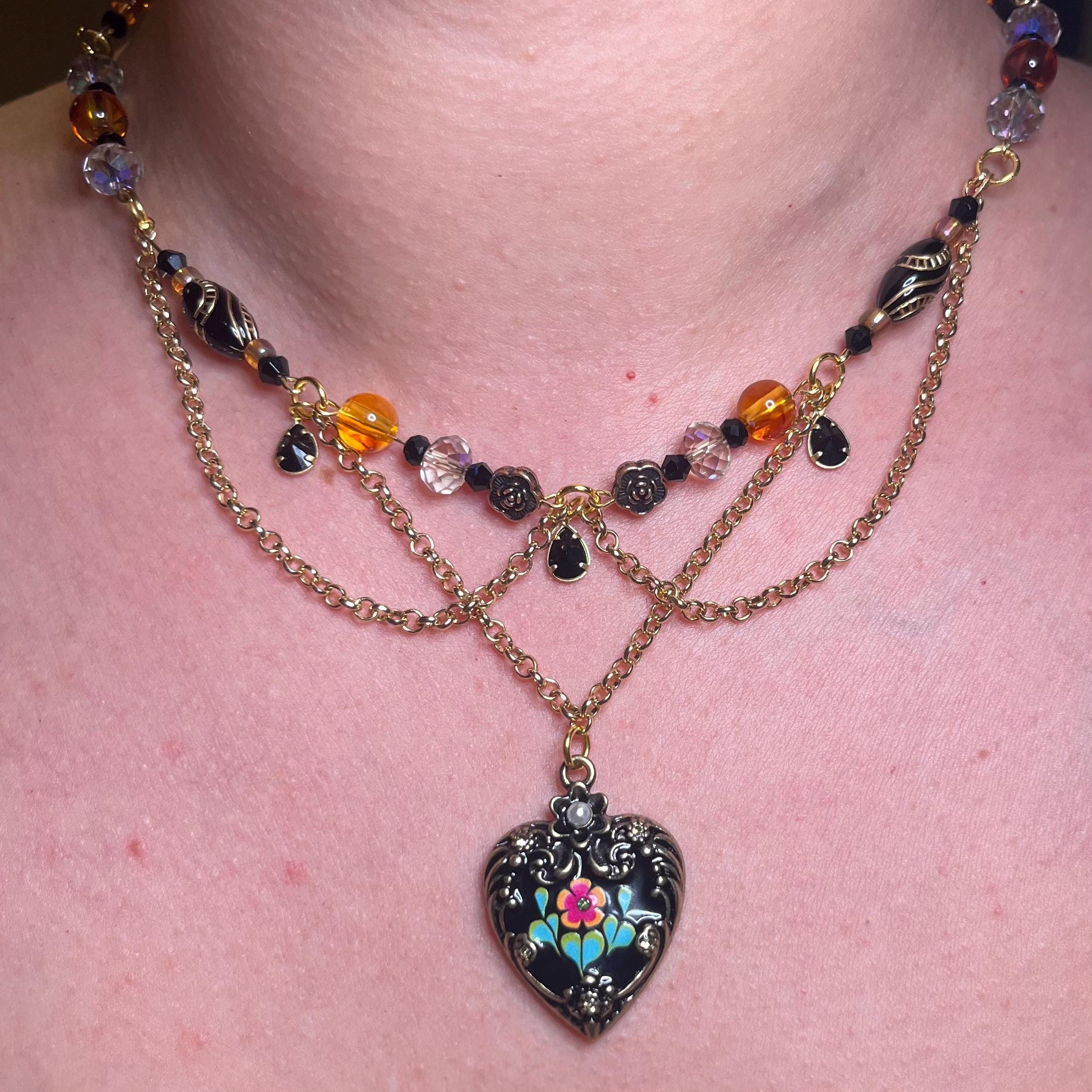 Black Heart Pendant Choker Chain Necklace