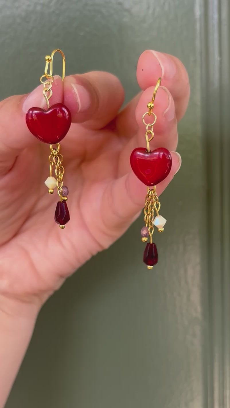 Red Heartache Earrings