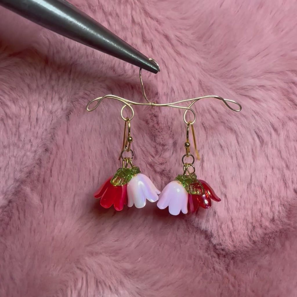 Tulip Garden Pink and Red Dangle Earrings